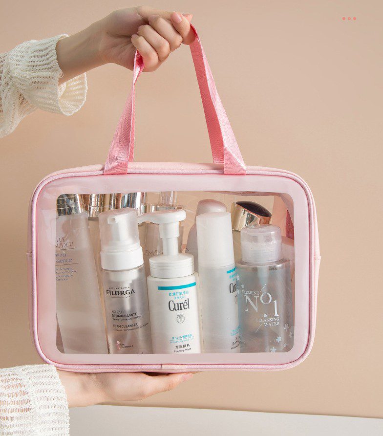 TSA approved clear TPU custom cosmetic bag for travel organized beauty storage